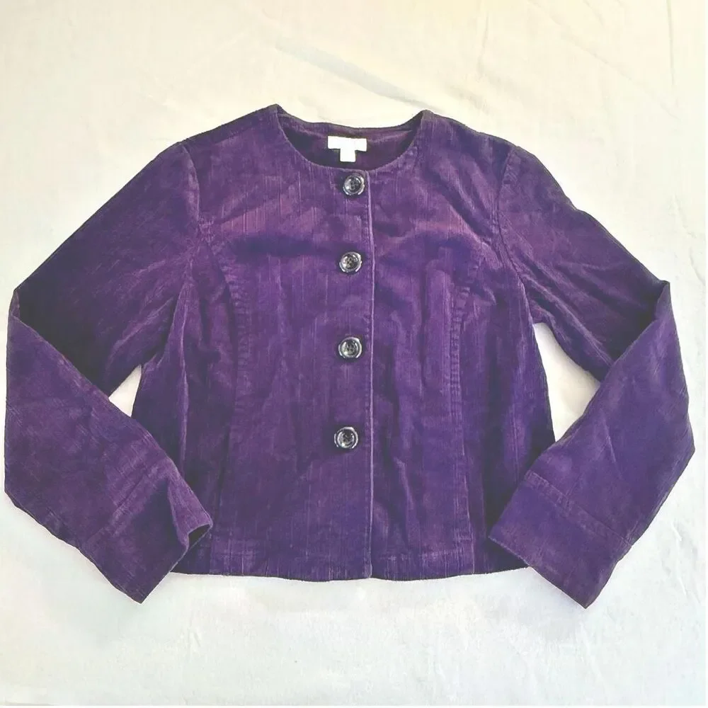 Purple Corduroy Button Up Coat